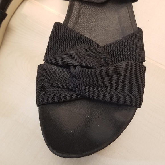 {9} Eileen Fisher Zanya Black Stretch Mesh Sneaker Leather Sandal - Picture 2 of 10